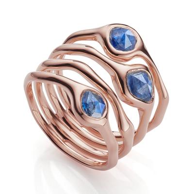 Rose Gold Siren Gemstone Stacked Ring Kyanite