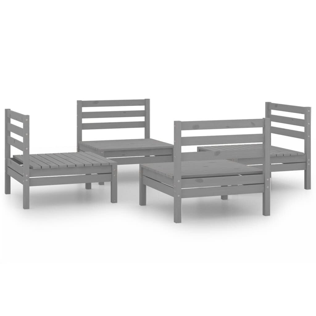 vidaXL 4-tlg. Garten-Lounge-Set Grau Kiefer Massivholz Image