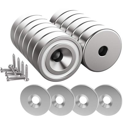 Ersandy - 12 Stück Neodym-Magnete 10 kg Stärke 20 x 7 mm mit Loch und Kapsel, Senktopfmagnet mit Image