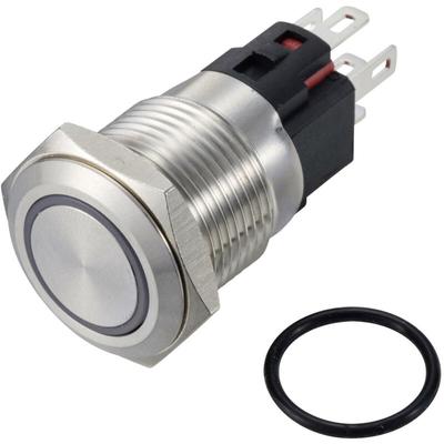 Tru Components - TC-12647544 Drucktaster 250 v/ac 3 a 1 x Aus/(Ein) IP65 Grün tastend Edelstahl 1 Image