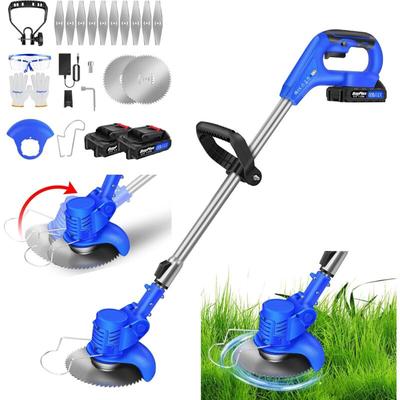 Lucn - Akku Rasentrimmer 21V Elektrischer Rasentrimmer Elektro-Trimmer Akku Motorsense Rasen mit 2 Image