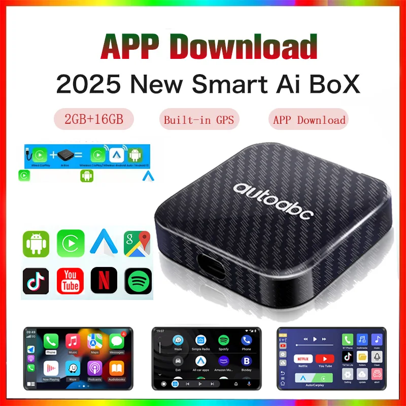 Neue drahtlose Carplay Android Auto Smart Mini AI Box für Netflix Youtube Toyota VW Mazda Hyundai Haval GMC Ford Chev Kia Image