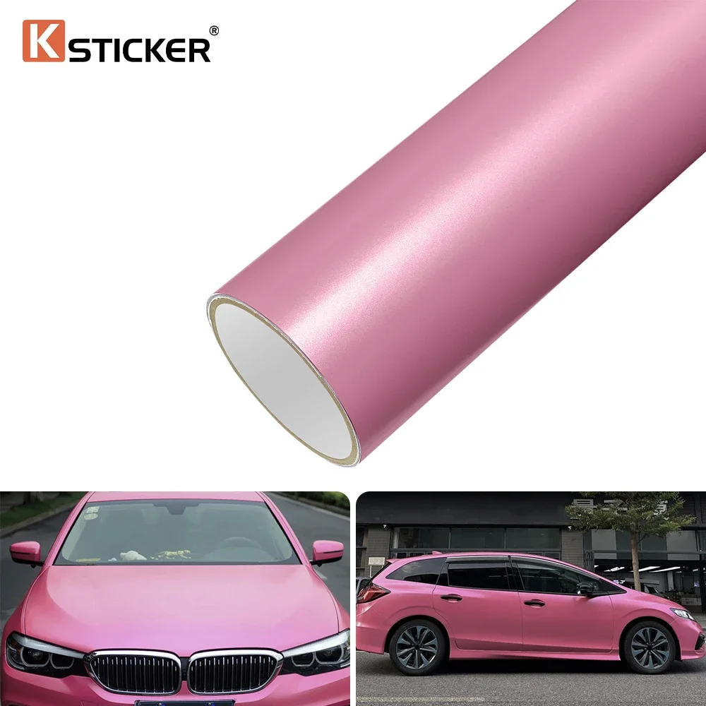 Ksticker Matte Metallic Coral Pink Car Wrap Vinyl Film Langlebige Basisabdeckung Fahrzeug Full Partal Body Wraps Para Zubehör Image