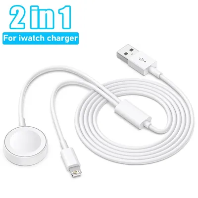 2-in-1-Kabel für Apple Watch-Ladegerät, Serie 9, 8, 7, 6, 5, 4, 3, USB, schnelle tragbare Ladestation für iPhone 14, 13, 12, 11 Pro Max Plus