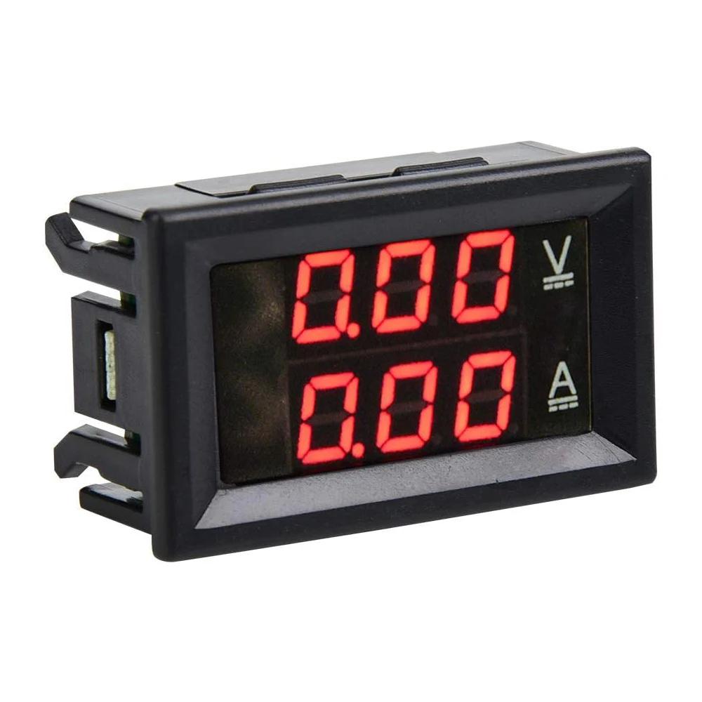 Digitales Voltmeter, Amperemeter, DC 0–100 V, 50 A/10 A, Ampere, Spannung, Strommesser, Tester mit 0,28 Zoll rotem LED-Anzeigefeld mit Verbindungsdrähten Image