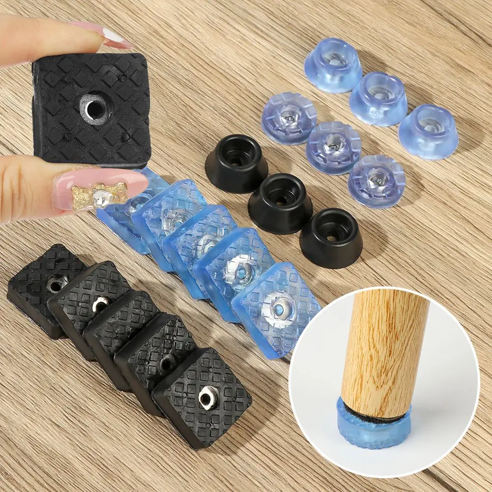 10 Stück klare, weiche Möbel, Stuhl, Tischfüße, Beine, geräuscharm, zum Anschrauben, unten, rutschfest, rutschfest, gleitet, Holzbodenschutz Image