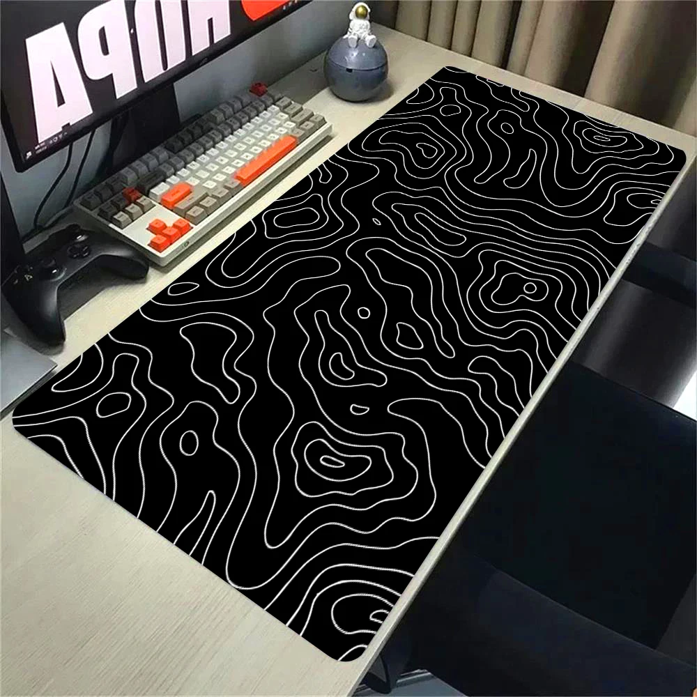 Mauspads, schwarz, weiß, Linie, Gaming-Mauspads, großes Mauspad, Gamer, Naturkautschukmatte, Company Lockrand, Schreibtischunterlage, Design als Geschenk Image