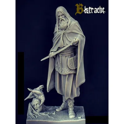 Unbemalter Bausatz 1/20 85 mm alter Samurai und Krähe 85 mm Figur Historische Harzfigur Image