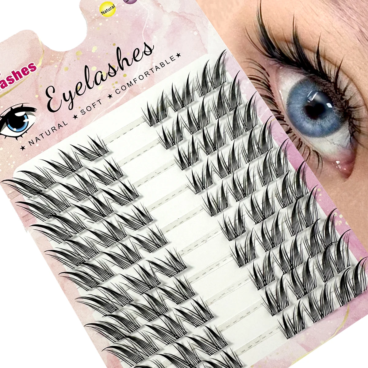 5D Nerz Manga Wimpern Flauschige Einzelwimpern Natürliche Falsche Wimpern Koreanisches Make-up Wimpern Lazy Trilogy Cluster Wimpern Image