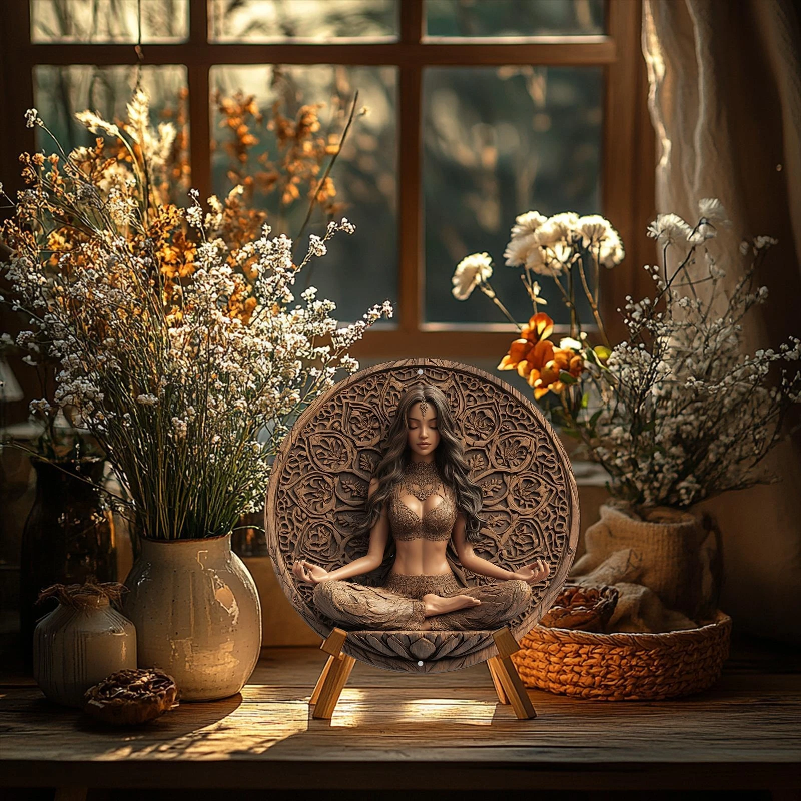 7-teiliges, elegantes Queen-Thema aus Holz, runde Scheibe, 2D-Flachfarbe, bedruckt, Wandbehang, Stück, Haus, Garten, Schlafzimmer, Büro, Dekoration, Geschenk Image