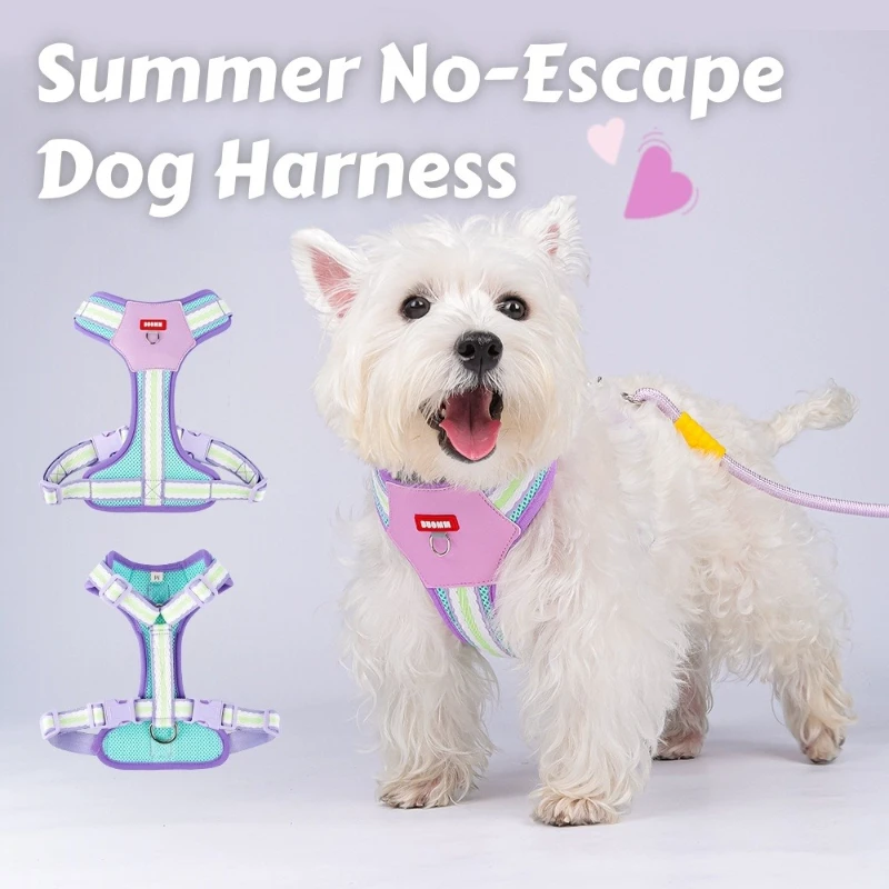 Summer Dog No-Escape-Geschirr – H-Style Cooling Mesh mit reflektierenden Streifen und Neonakzenten, leichtes, auslaufsicheres Design Image