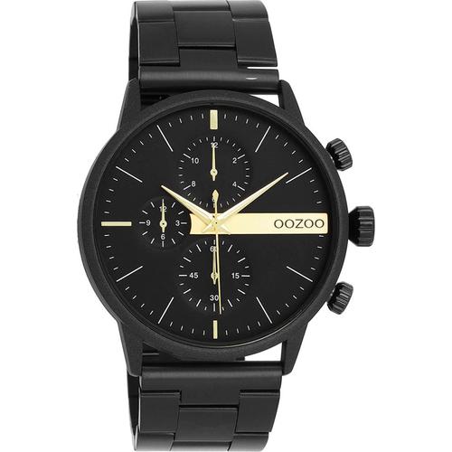 Quarzuhr OOZOO, schwarz, Armbanduhren, Herren, Armbanduhr, Herrenuhr, Lederarmband, Chrono-Look