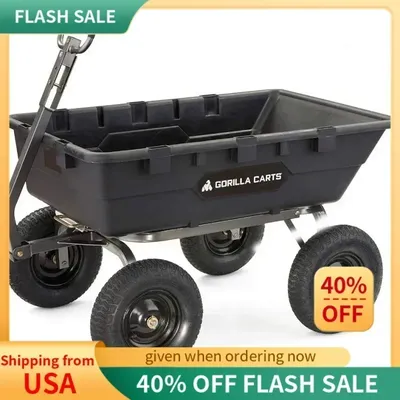 DD2Gorilla Carts Heavy Duty Poly Yard Dump Cart Garden Wagon,Utility Wagon with Easy to Assemble