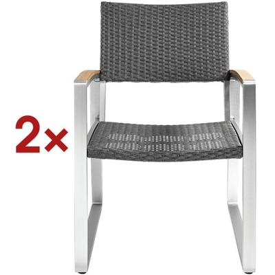 Garden Pleasure 2-tlg. Gartenstuhl-Set mit Armlehnen »Ava« grau, 56x84 cm
