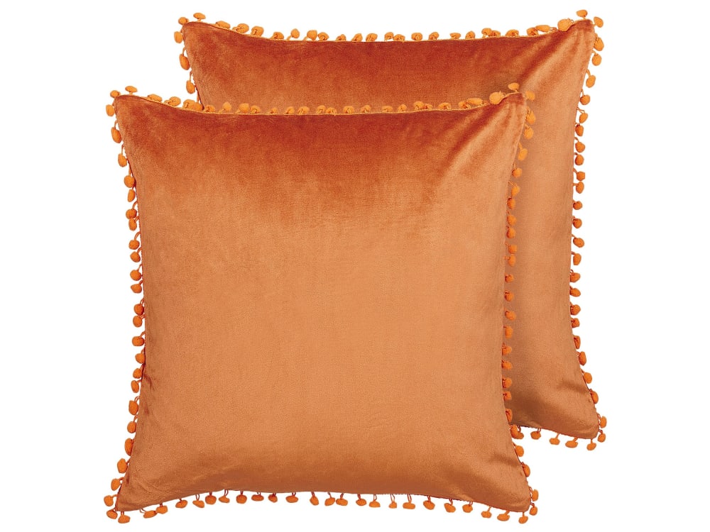 Lot de 2 coussin décoratifs en tissu orange 45x10cm
