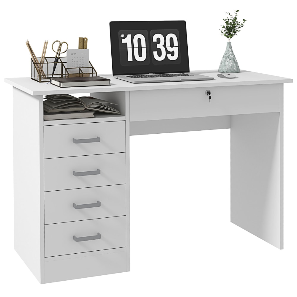 Bureau informatique verrouillable blanc