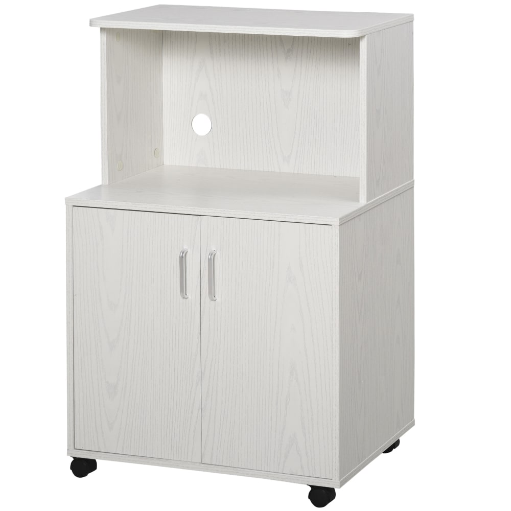 Chariot desserte micro-ondes placard 2 portes blanc