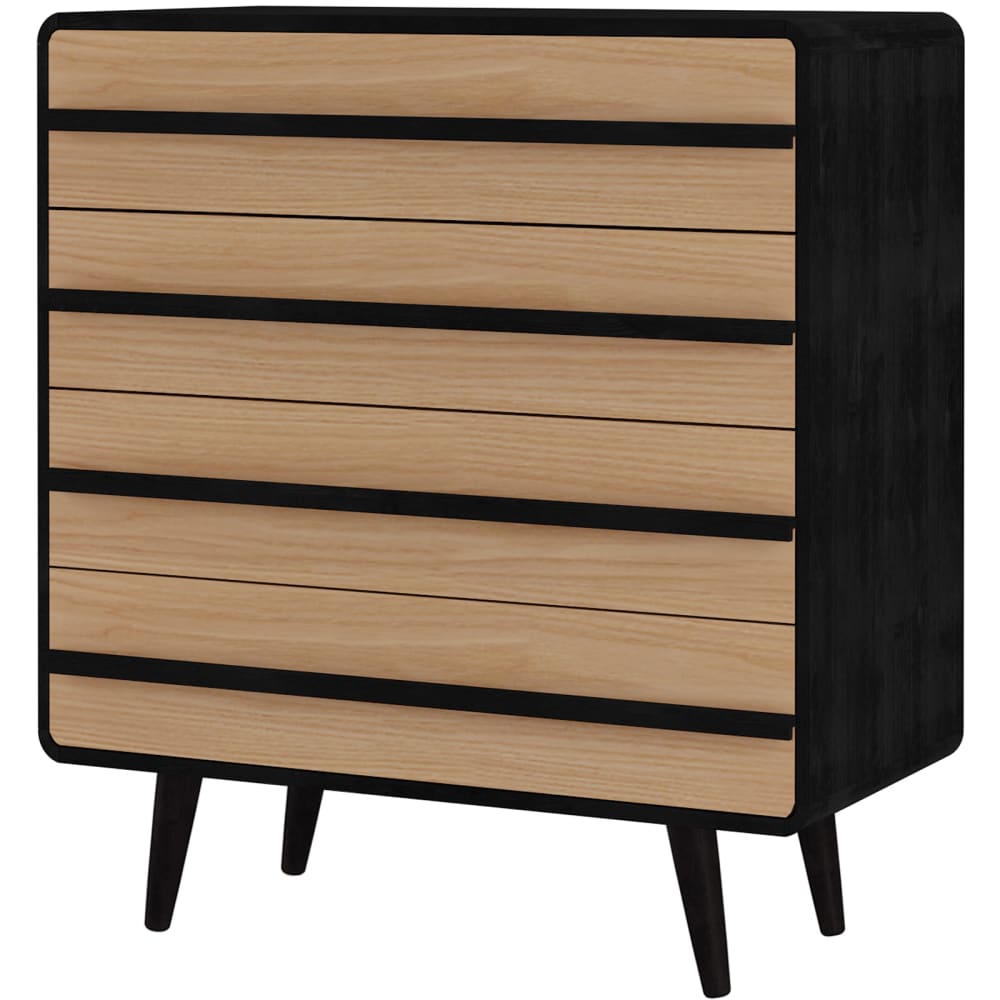 Commode avec 4 tiroirs en effet chêne noir