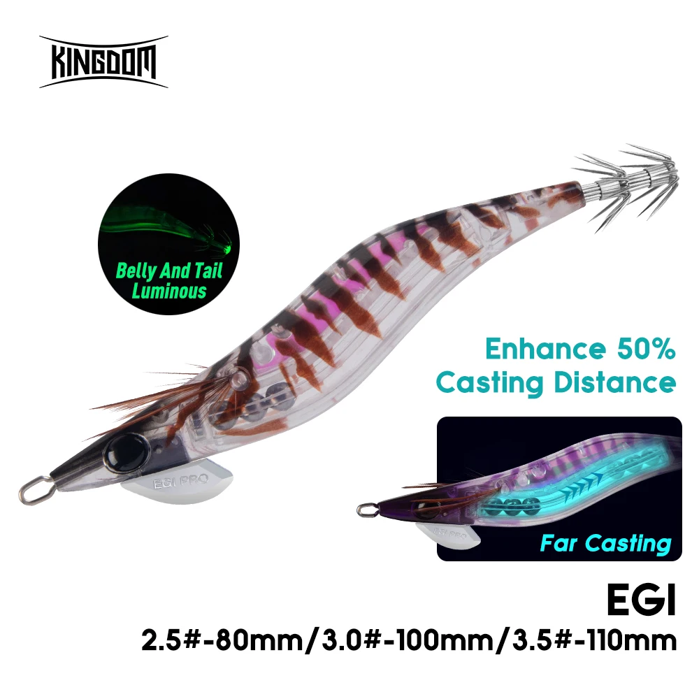 Kingdom Far Casting Egi 2.5 # 10 g 3.0 # 15,5 g 3,5 # Esche artificiali da jigging da 19,5 g Ganci per calamari ad affondamento lento Esca per calamari da pesca in mare