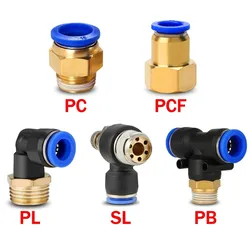 Raccord de connecteur d'air pneumatique PC/PCF/PL/PB/SL, filetage 4mm 6mm 8mm 1/8 1/4 3/8 1/2, raccords de tuyaux, connecteurs rapides, 5 pièces