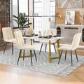 Ensemble table et chaises moderne (1 table rectangulaire + 4 chaises en velours noir), pour cuisine, pieds de table dorés