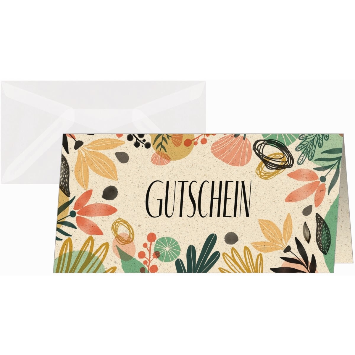 Sigel Gutscheinkarte DL 240g Graskarton Colorful plants 10+10 Stück Image