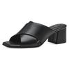 Pantolette MARCO TOZZI, Damen, Gr. 39, schwarz, Lederimitat, unifarben, elegant, Schuhe, Blockabsatz, Sommerschuh, Schlappen mit gekreuzter Bandage