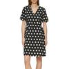 Minikleid S.OLIVER, Damen, Gr. 42, N-Gr, schwarz (schwarz aop), Obermaterial: 84% Viskose, 16% Polyamid, bedruckt, casual, regular fit kniefrei, V-Ausschnitt, Kurzarm Puffärmel, Kleider, Sommerkleid mit All-Over Print