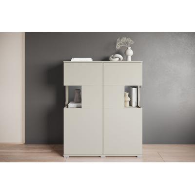 Highboard INOSIGN "Kenia", beige (kaschmir), B:100cm H:120cm T:39,5cm, FSC-zertifizierter Holzwerkstoff, Glas, Kunststoff, Hartfaserplatte, Sideboards, Modernes Highboard mit Glastüren, Breite 100 cm Image