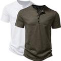 Homme T-shirt Chemise Henley Manche Courte Uni Couleur Pleine Designer Basique Moderne Contemporain 2 pièces Boutons Pur Henley Vacances Rue Occasionnel Été Noir Noir Blanc kaki Kaki Vert Armée