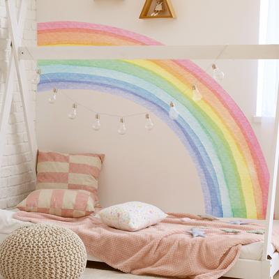 TEMU Classic Plastic Self-adhesive Wall Painting Stickers, Nordic Wind, Dreamlike Rainbow, For Living Room, Girl Bedroom Background Decoration Image