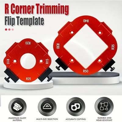 TEMU 2pcs 4-in-1 Woodworking Router Template Kit, Aluminum R10-r50 Arc Corner Positioning Tool For Custom Diy, No Power Required, Suitable For Gift Making, Cutting, Edging, And Sanding Furniture Edges