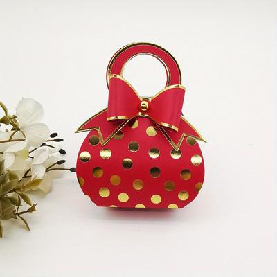 TEMU 10pcs Elegant Golden Polka Dot Paper Gift Boxes With Bowknot Handles - Wedding Favors, Candy, And Special Occasions, Wedding Favor Boxes | Elegant Gift Boxes | Paper Construction, Gift Wrap Boxes Image