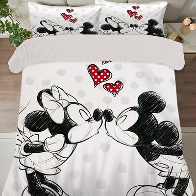 TEMU 3pcs Mouse Bedding Set Cartoon Includes 1 Duvet Cover And 2 Pillowcases Super For Bedroom Gift All Home Decor Multi Size Image