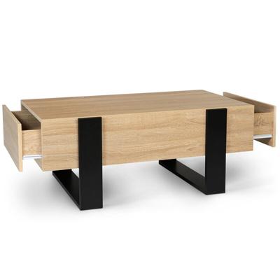 Idmarket - Rechteckiger Couchtisch phoenix mit Schubladen 100 cm Holz und Schwarz Image