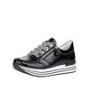 Plateausneaker REMONTE, Damen, Gr. 42, schwarz, Lackleder, glänzend, sportlich, Schuhe, Freizeitschuh, Halbschuh, Schnürschuh mit gepolstertem Schaftrand