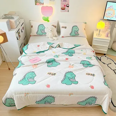 Summer Cooling Quilt (Without Pillowcase), Cute Dinosaur Printed Summer Quilt, Soft Comfortable And Skin-Friendly, Machine-Wash