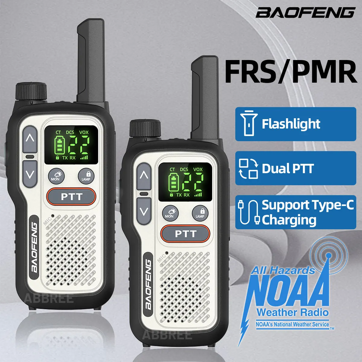 2PCS Baofeng BF-T18 Mini Dual PTT Walkie Talkies PMR FRS NOAA Tragbare Taschenlampe VOX Long Range Zwei Weg Radio für Jagd reise Image