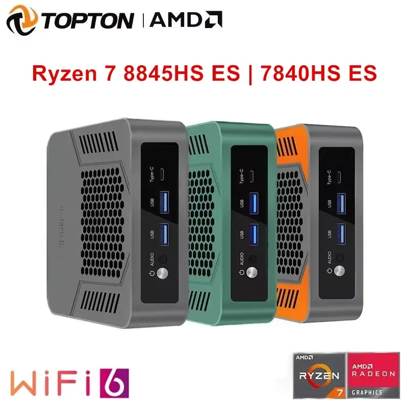 Topton Solid Gaming Mini Computer AMD Ryzen 9 7940HS ES R7 8845HS ES USB4.0 Dual LAN 2xDDR5 Windows 11 Pro Nuc Mini PC WiFi6
