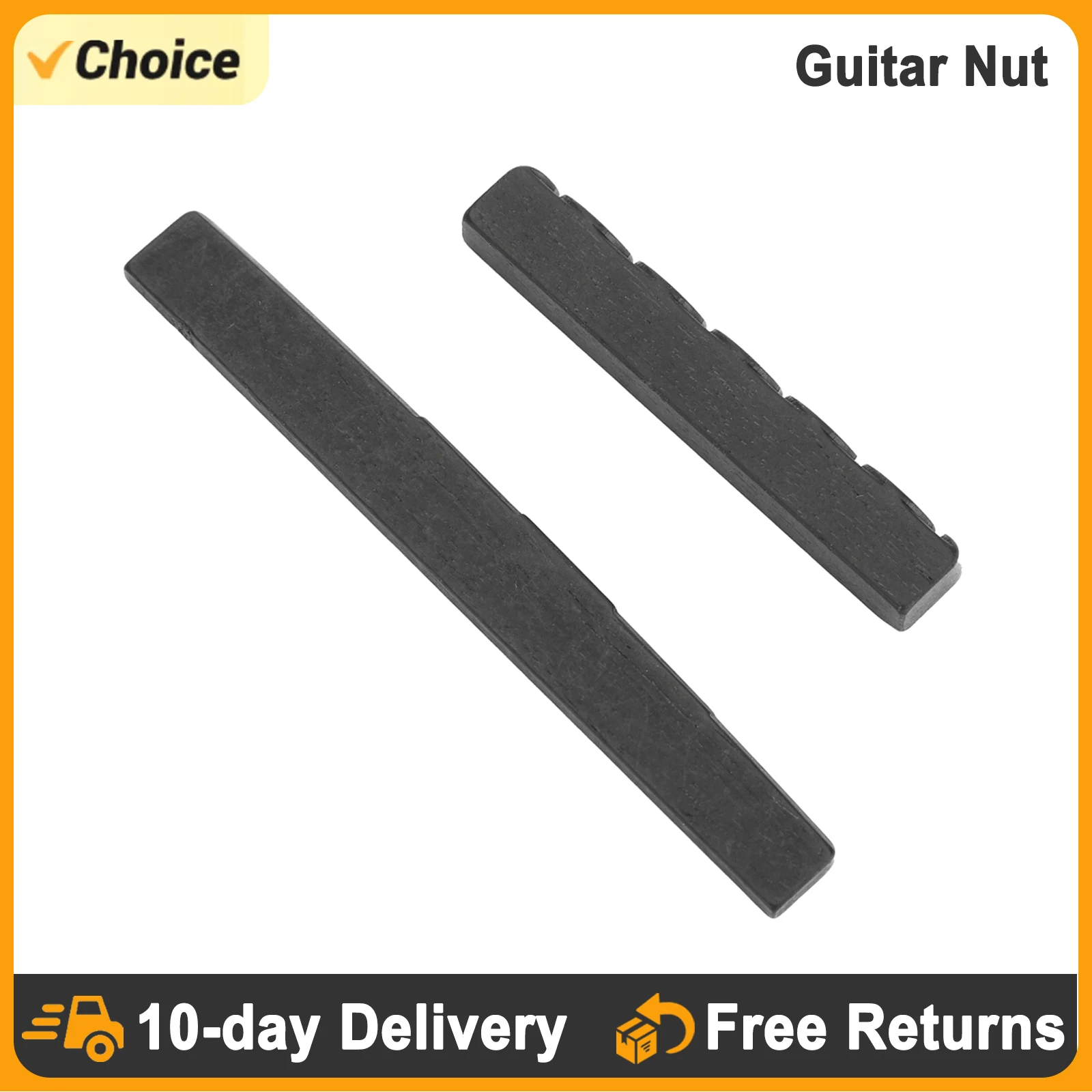 Gitarrensattel und Sattel, klassischer Gitarrensattel und Sattel, 1 Satz hochwertiger Ebenholzsattel und Sattel für klassische Gitarrenteile Image