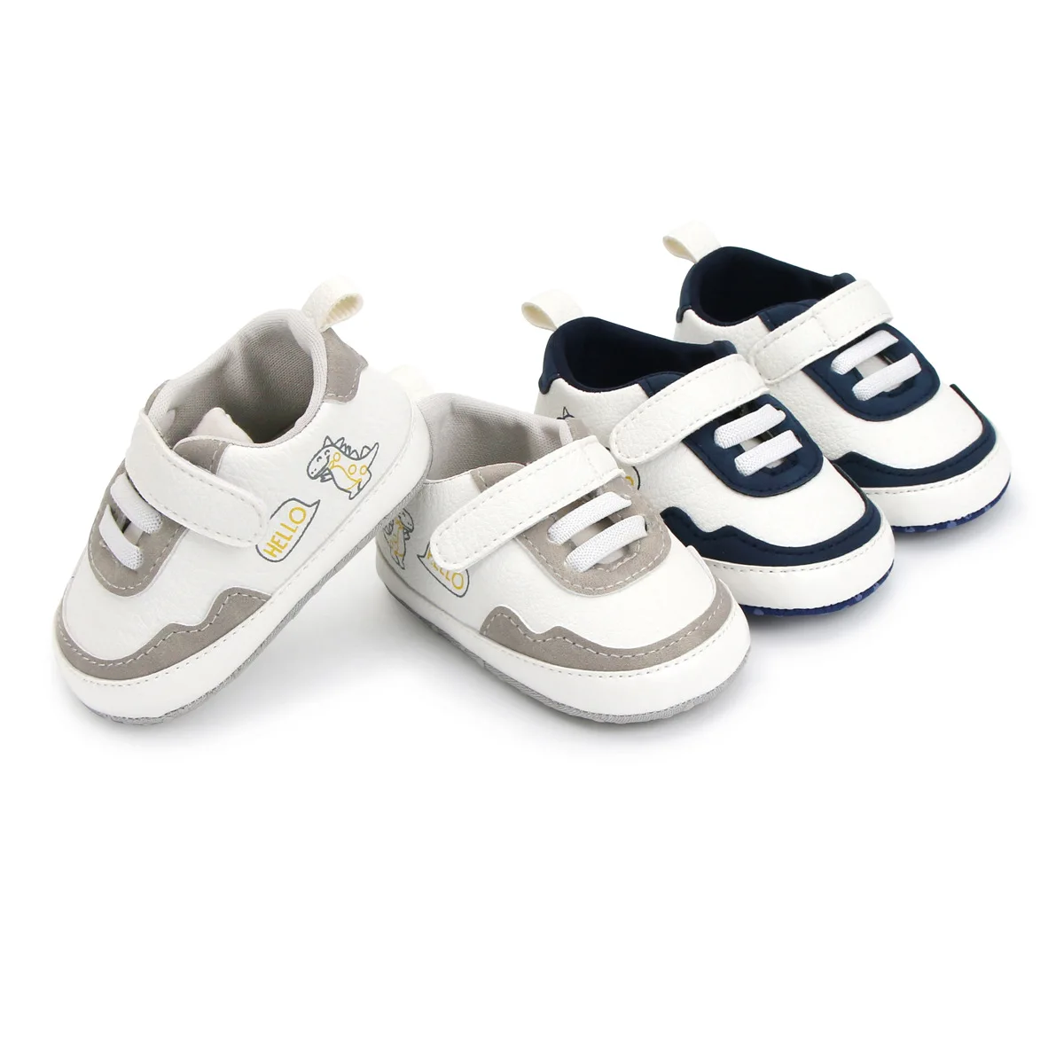 Neue Farbe Blockiert 0-18M Frühling Und Herbst Baby Schuhe Für Männer Und Frauen PU Cartoon Gedruckt Casual sport Weiche Sohlen Baby Gehen