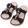 Pantolette ARA "HAWAII", Damen, Gr. 35, blau (nachtblau), Ziegenveloursleder, unifarben, modisch, Schuhe, Keilabsatz, Sommerschuh, Schlappen mit Klett