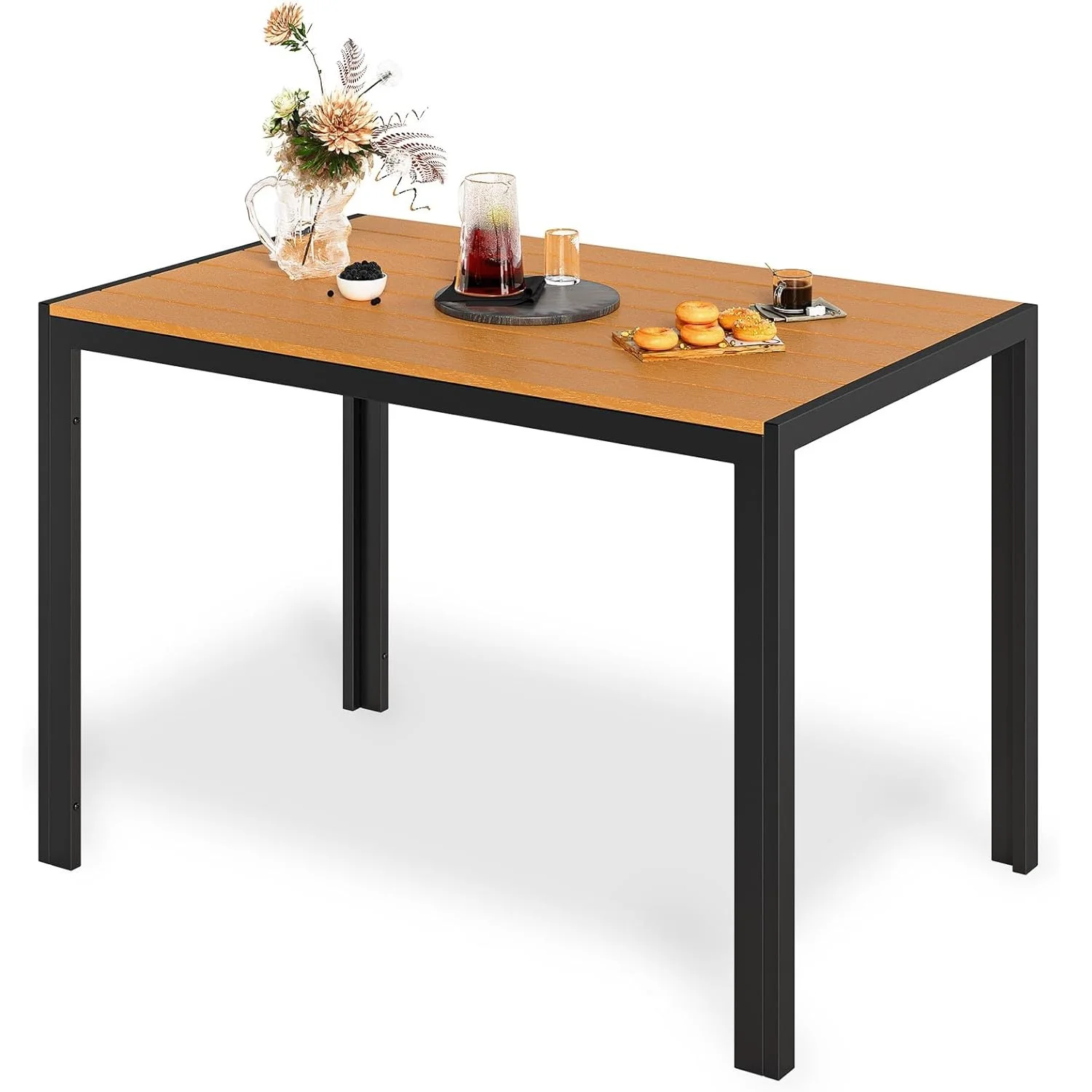 Aluminium-Esstisch für den Außenbereich, Terrassentisch aus Metall, wetterbeständig, 110 x 70 x 73 cm, groß, rechteckig, für Hof, Garten, Veranda Image