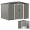 Galvanized Metal Garden Shed, Outdoor Lockable Tool Storage House with Foundation, Ramp, Vents &