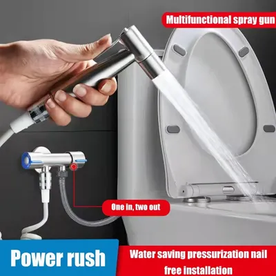 Toilet shower double outlet corner valve toilet nozzle set toilet accessories shower bathroom handheld toilet spray