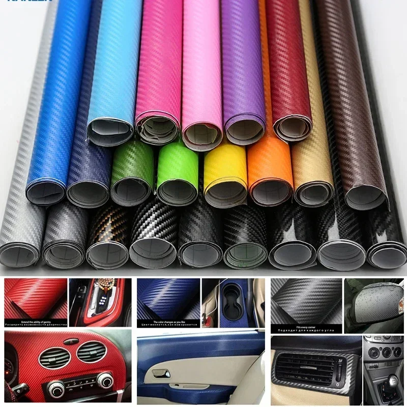 30x127cm 3D Carbon Faser Vinyl Film Auto Aufkleber Wasserdichte Auto Styling Wrap Auto Fahrzeug Detaillierung Auto Zubehör motorrad Image