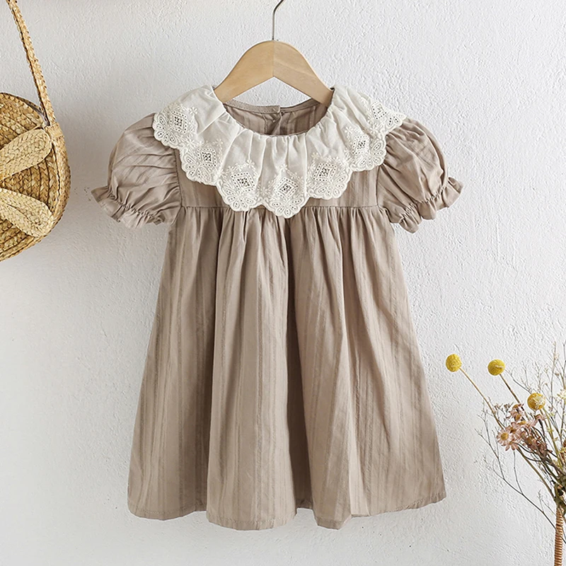 1-6Yrs Kinder Baby Kleid Sommer Mädchen Süße Spitze Kragen Prinzessin Kleid Neue Kinder Baby Mädchen Kleid Baumwolle Kinder Kleidung Kleid Image