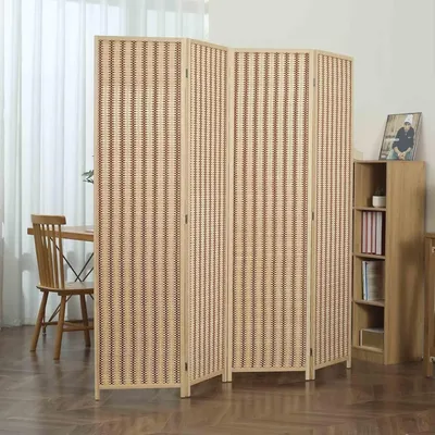 Raumteiler, faltbares Holz, Paravent Umkleideraum Sichtschutzwand – 180 x 180 cm, 4-teiliges Image