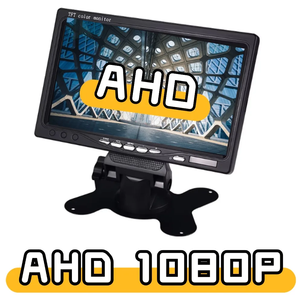 AHD 1080P 7 "Auto Monitor Bildschirm Mit 2 Weg Video Eingang TFT HD Digital Für Rückansicht Kamera parkplatz Backup Reverse Image