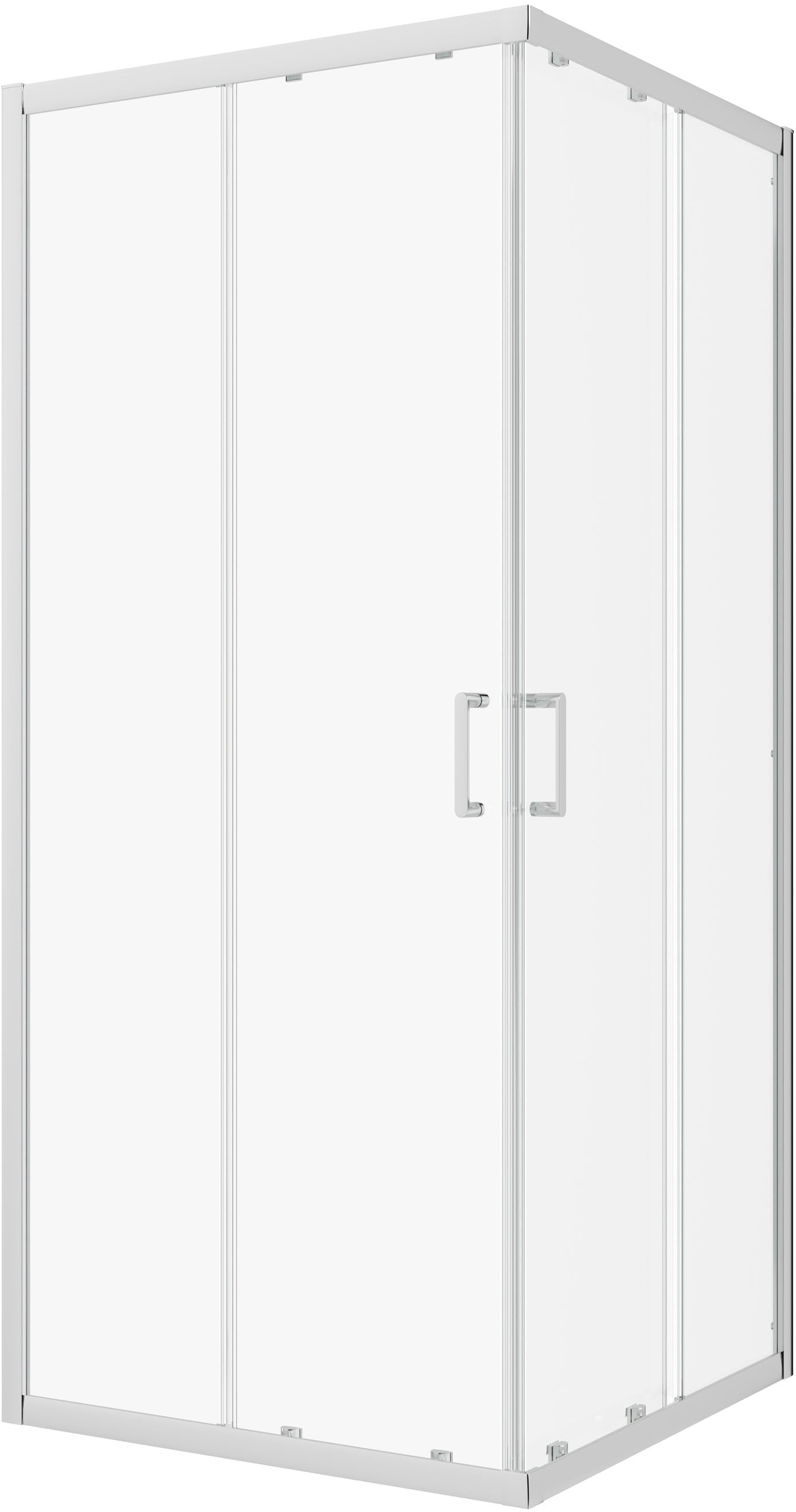 Eckdusche WELLTIME "New Trento", grau (chromfarben), B:90cm H:195cm T:90cm, Duschkabinen, Extrahohe 195cm, verbessertes Rollensystem